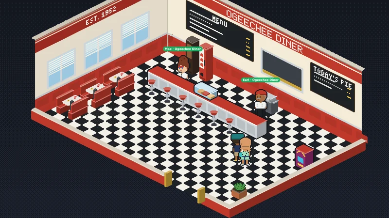 The Ogeechee Diner: the booths, the counter, Mae and Earl